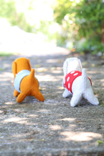 Load image into Gallery viewer, two felt dogs walking away
