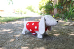 Load image into Gallery viewer, felt sausage dog in spotted coat
