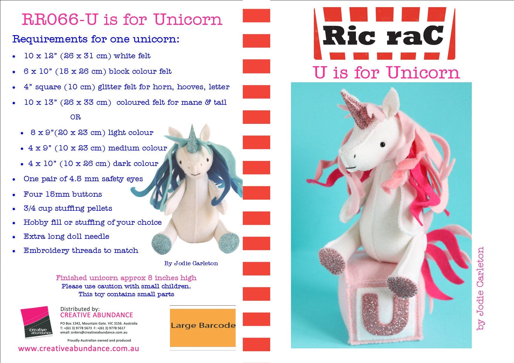 U is for Unicorn: Unicorn sewing pattern
