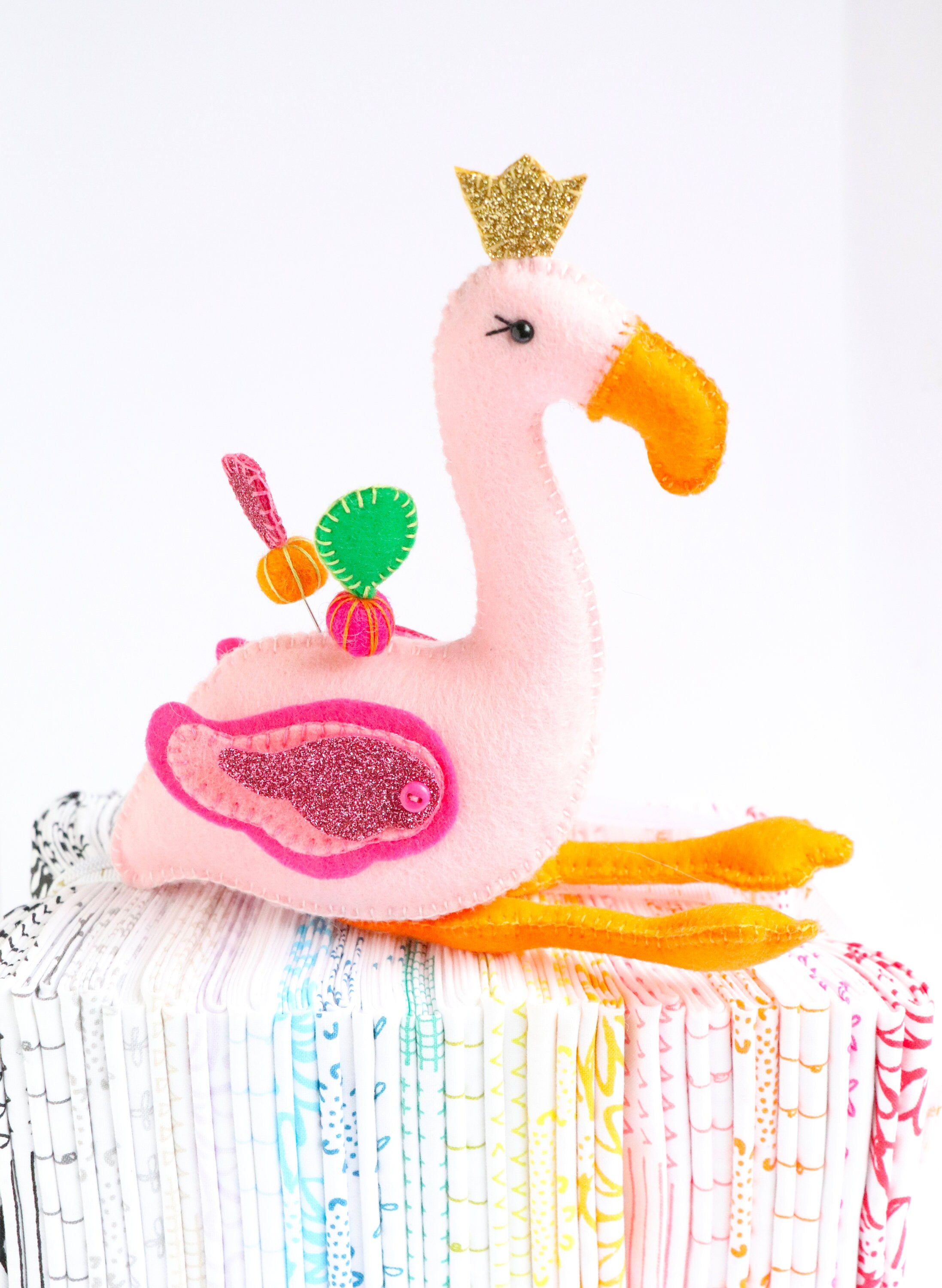 Flamboyance: Flamingo pin cushion sewing pattern.