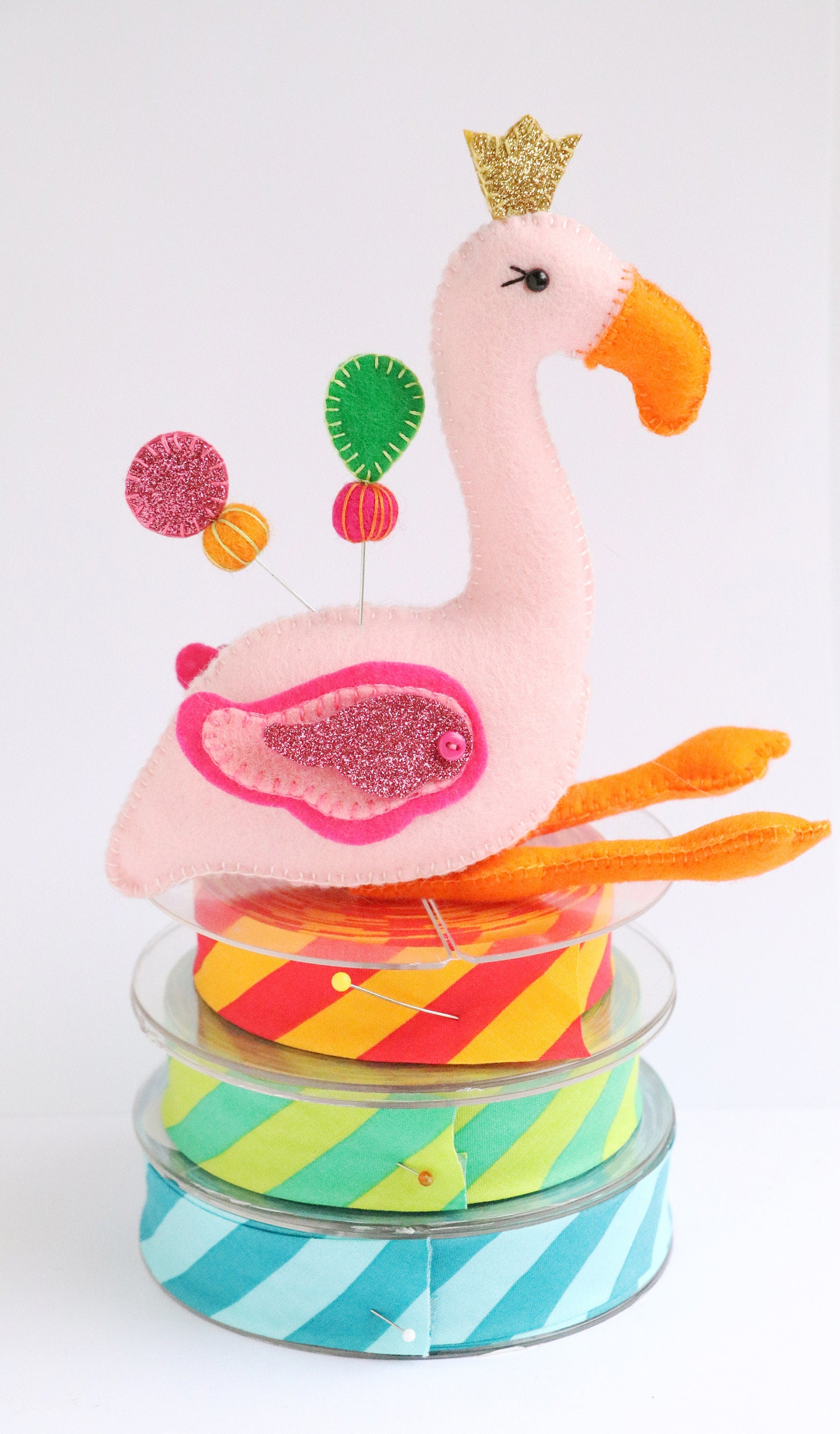 Flamboyance: Flamingo pin cushion sewing pattern.