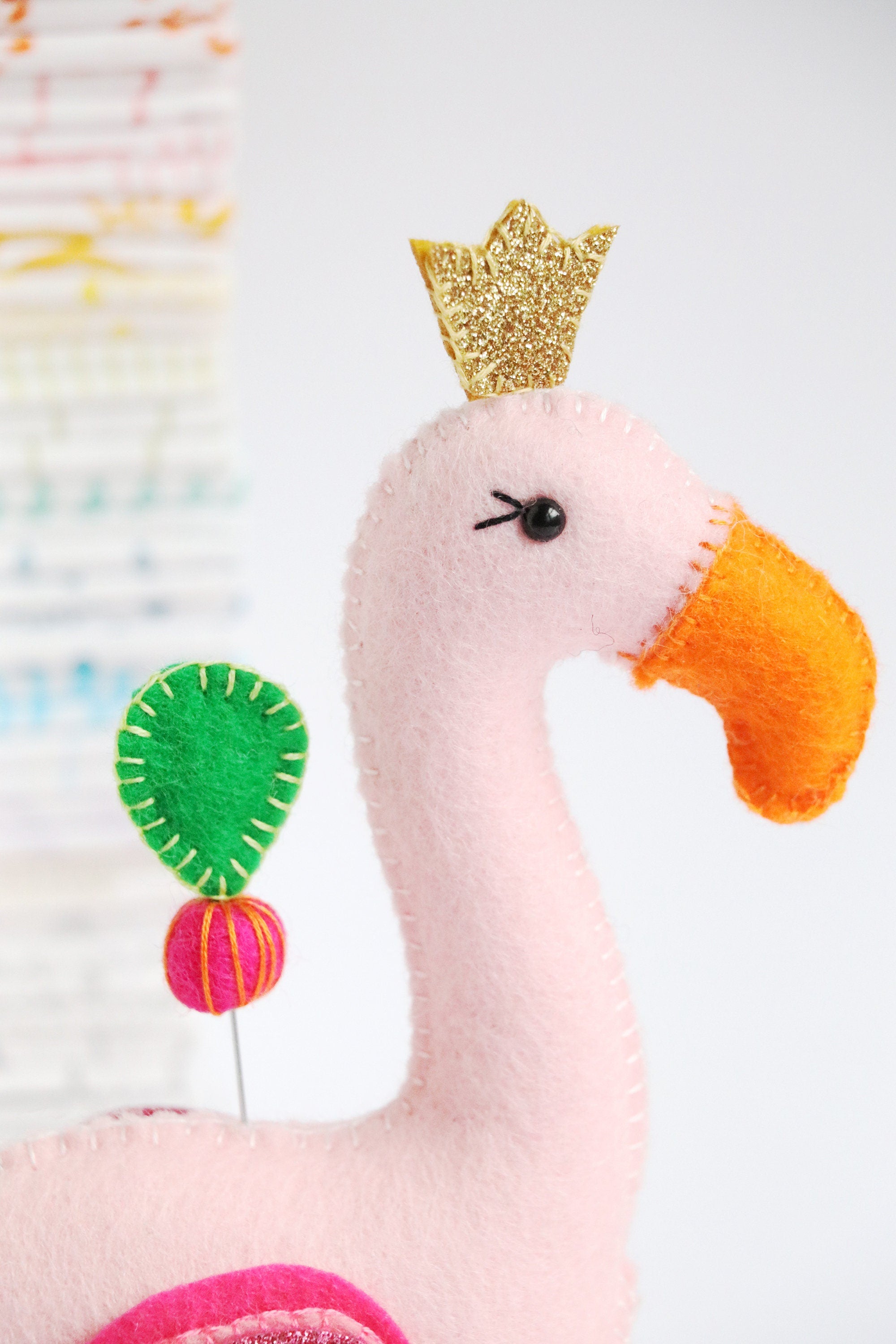 Flamboyance: Flamingo pin cushion sewing pattern.