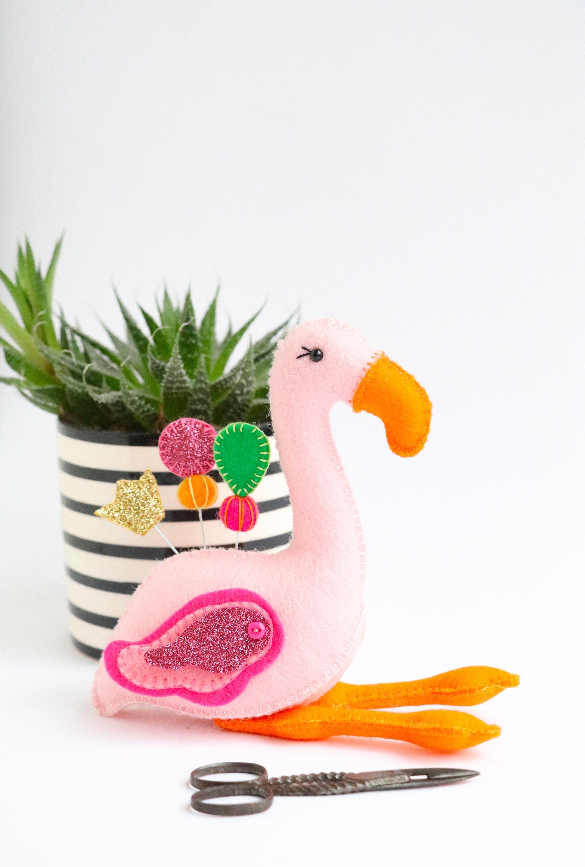 Flamboyance: Flamingo pin cushion sewing pattern.