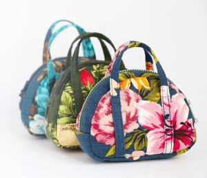 three floral mini bowling bags