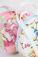 Load image into Gallery viewer, close up of bitty bowler sewing pattern bag
