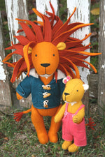 Load image into Gallery viewer, Frankie &amp; Dee: lion sewing pattern with clothes
