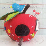 Load image into Gallery viewer, red felt apple shaped pincushion sewing pattern
